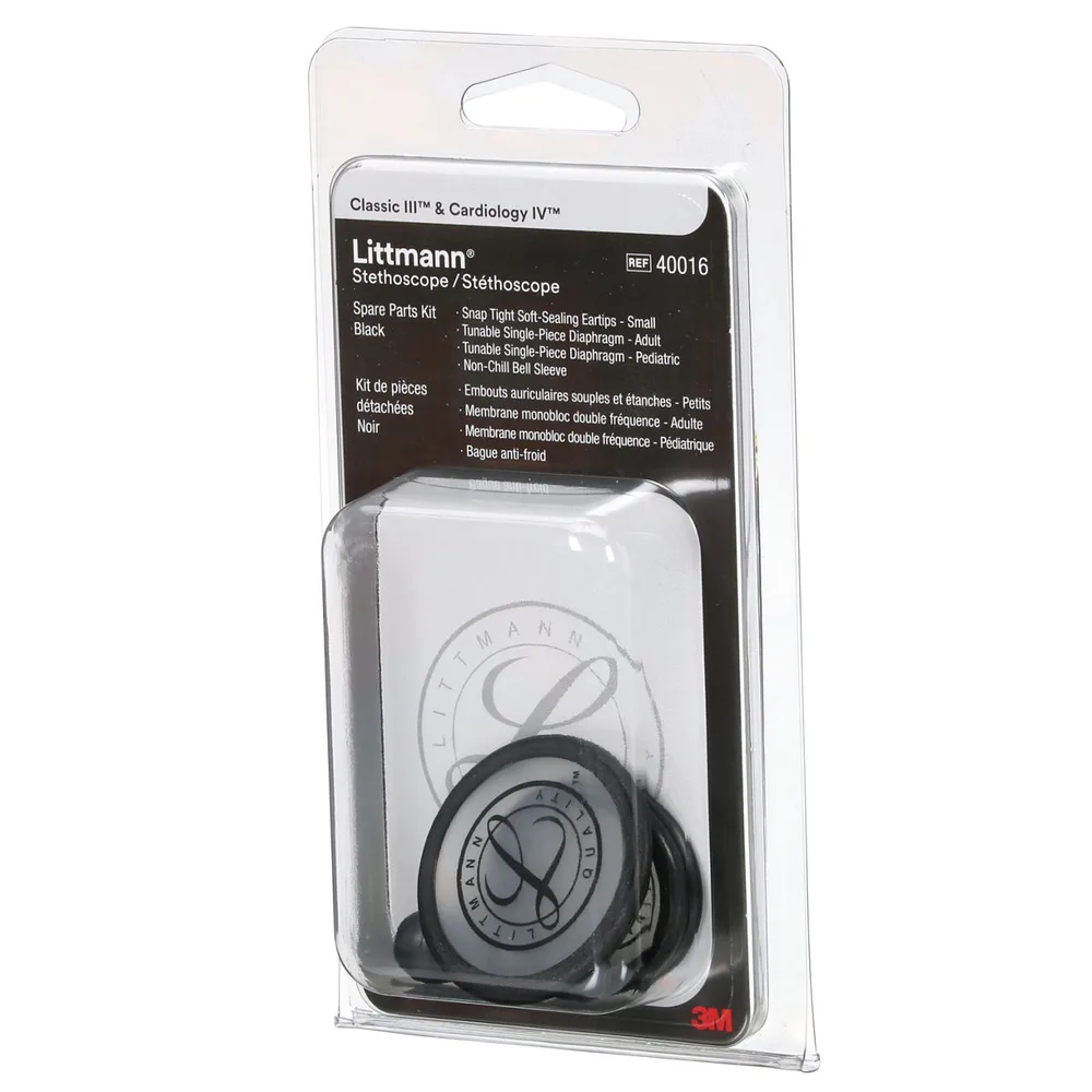 3M Littmann Stethoscope Spare Parts Kit for Classic III, Cardiology IV and CORE, Black